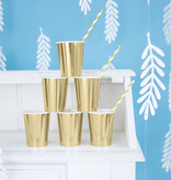 Papieren Rietjes Goud/Wit Gestreept (10st)