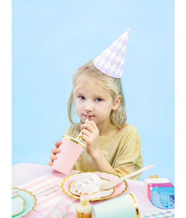 Papieren Rietjes Goud/Wit Gestreept (10st)