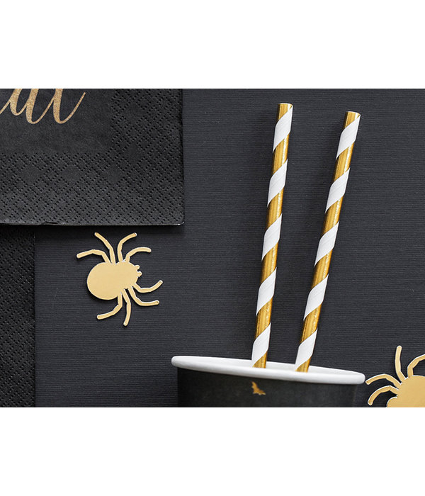 Papieren Rietjes Goud/Wit Gestreept (10st)