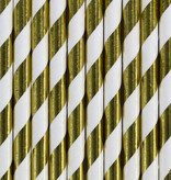 Papieren Rietjes Goud/Wit Gestreept (10st)