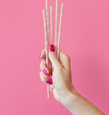 Papieren Rietjes Lichtroze/Goud (10st)