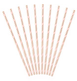 Papieren Rietjes Lichtroze/Goud (10st)