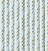 Papieren Rietjes Lichtblauw/Goud (10st)