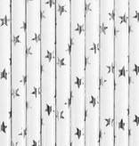 Papieren Rietjes Sterretjes Zilver (10st)