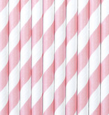 Papieren Rietjes Lichtroze/Wit Gestreept (10st)