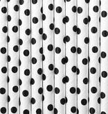 Papieren Rietjes Wit Met Zwarte Stippen (10st)