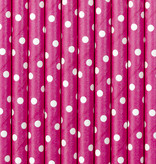 Papieren Rietjes Donker Roze Met Witte Stippen (10st)