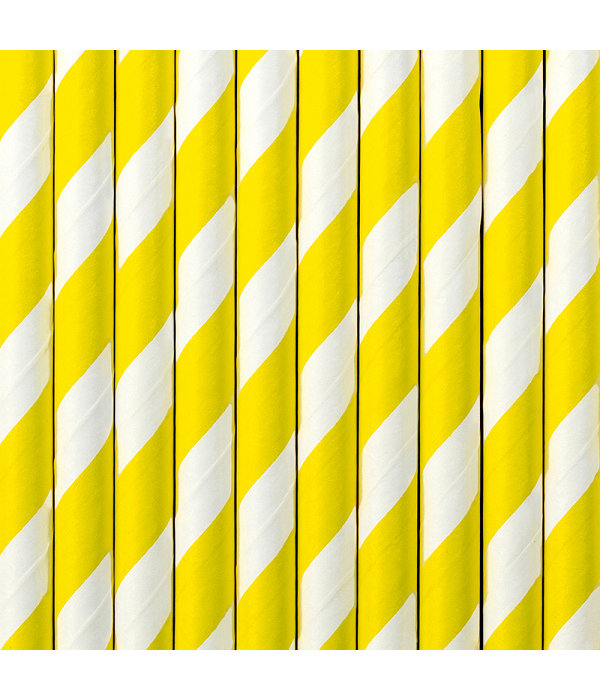Papieren Rietjes Geel/Wit (10st)