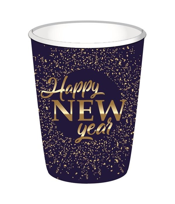 Bekers "Happy New Year" blue/gold (8st)