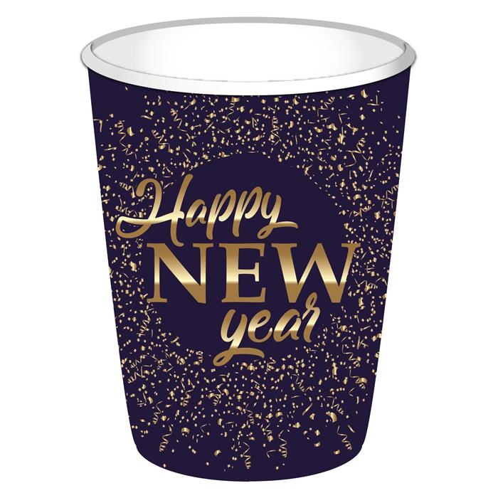 Bekers "Happy New Year" blue/gold (8st) afbeelding