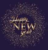 Servetten "Happy New Year" blue/gold (20st)