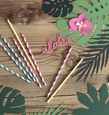 Papieren Rietjes Geel/Wit (10st)