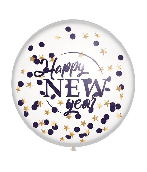Mega confettiballon "Happy New Year" 60cm