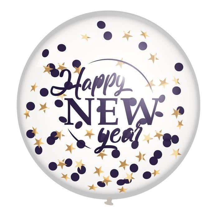 Mega confettiballon "Happy New Year" 60cm