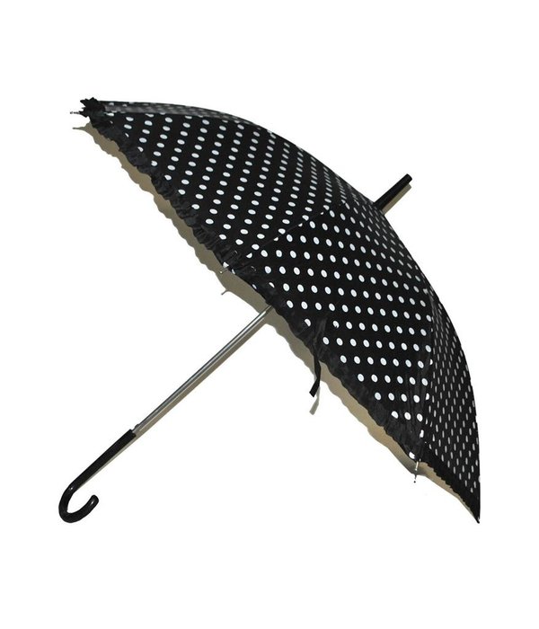 Bolletjes paraplu zwart met witte stippen
