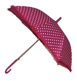 Bolletjes paraplu fuchsia met witte stippen