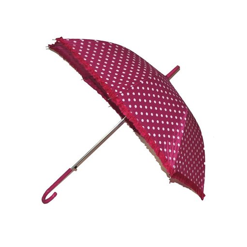 Bolletjes paraplu fuchsia met witte stippen