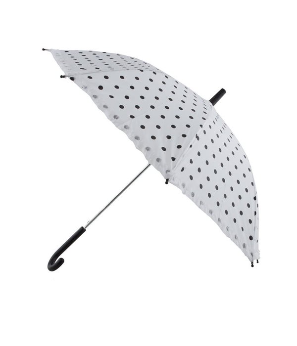 Bolletjes paraplu wit met zwarte stippen