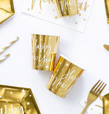 6 Cups Happy New Year goud 220ml