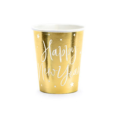 6 Cups Happy New Year goud 220ml