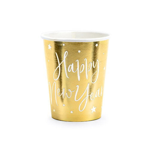 6 Cups Happy New Year goud 220ml