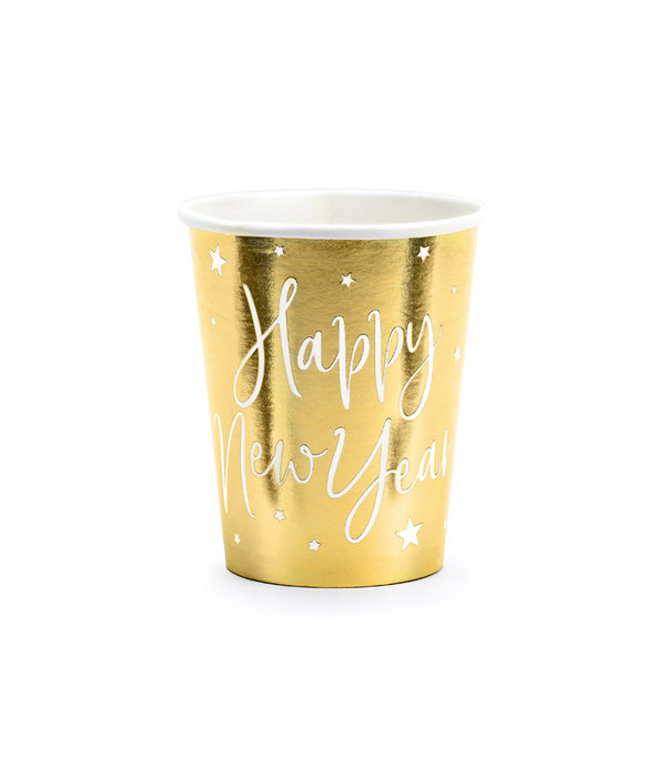 6 Cups Happy New Year goud 220ml
