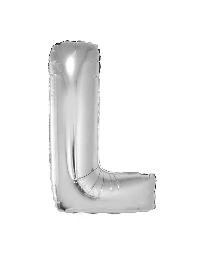 Folieballon Zilver Letter &apos;L&apos; groot afbeelding