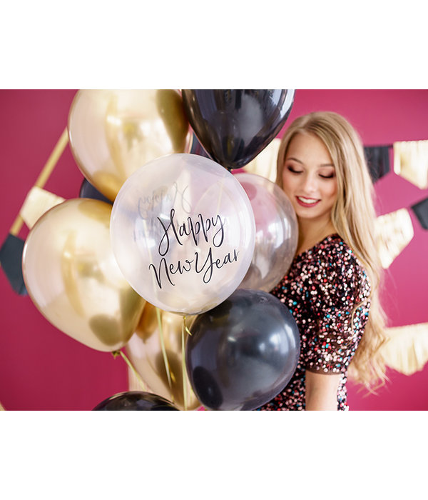 Happy New Year ballonnen Transparant (6st)