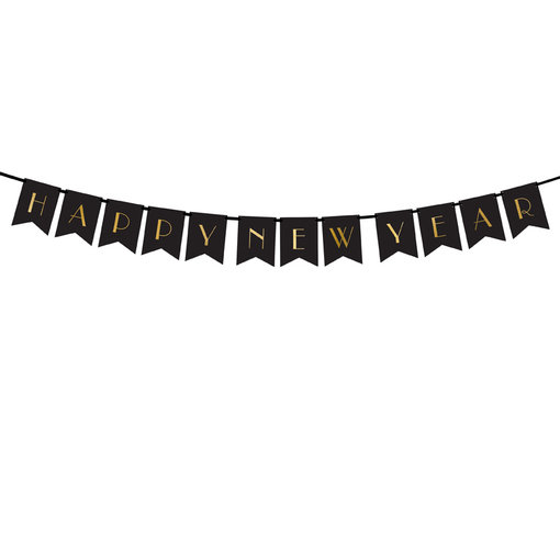 Letter Banner Happy New Year zwart