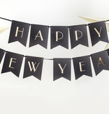 Letter Banner Happy New Year zwart