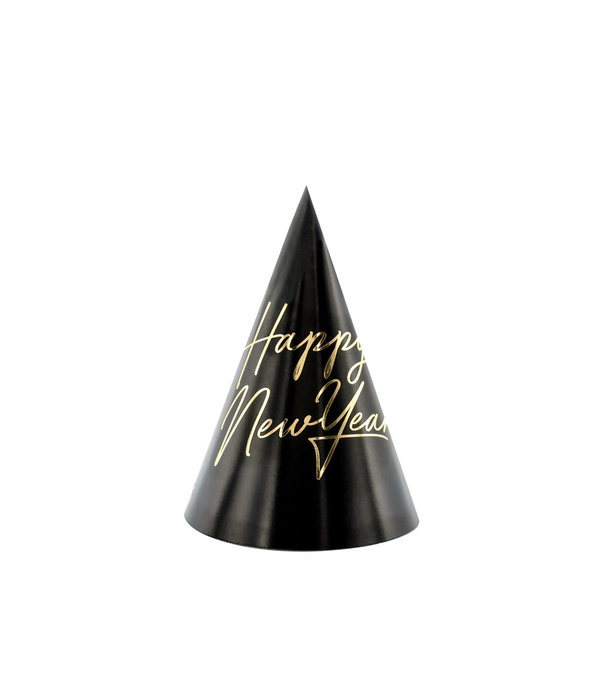 Party Hoedje Happy New Year zwart