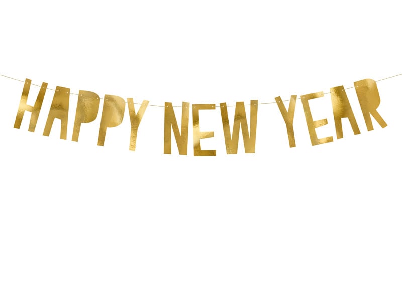 Letter Banner Happy New Year Goud