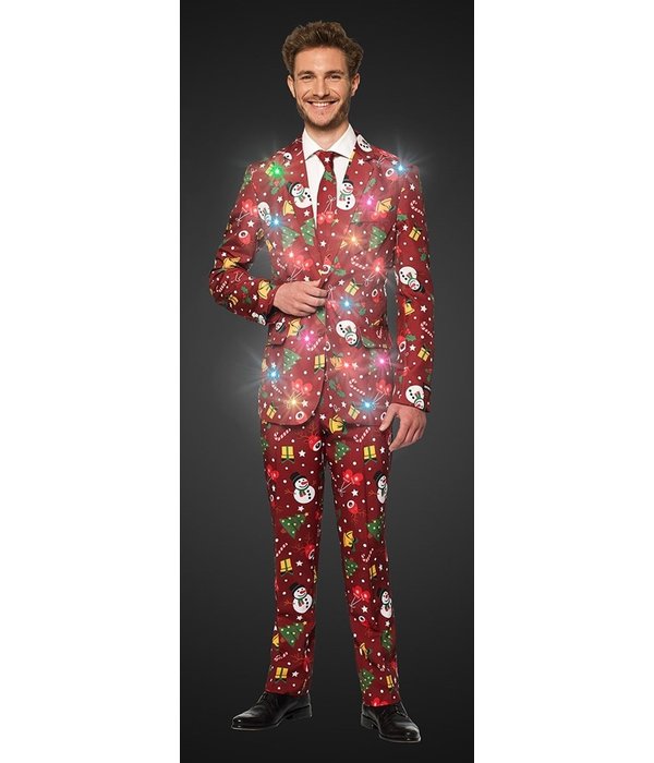 Rood Fonkelend Kerstmis Man Kostuum