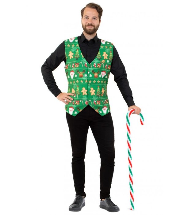 Kerst Gilet Groen Volwassenen Feestbazaar.nl