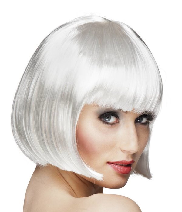 Pruik bobline cabaret wit