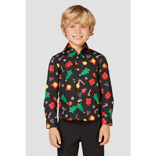 Zwart Kerst Overhemd Kerstfiguren Kind
