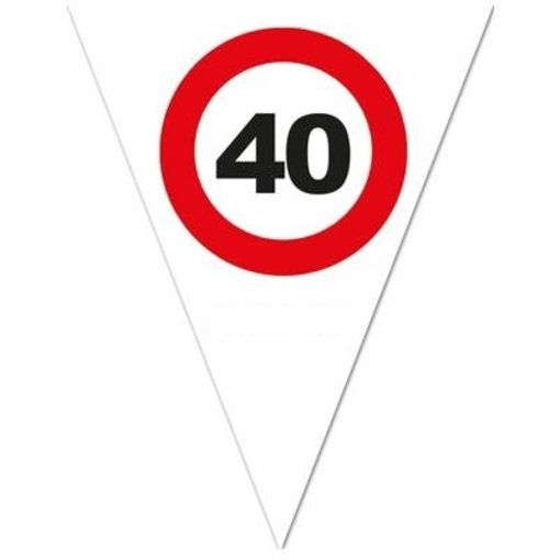 Vlaggenlijn Verkeersbord 40 Jaar Wit - 5 Meter