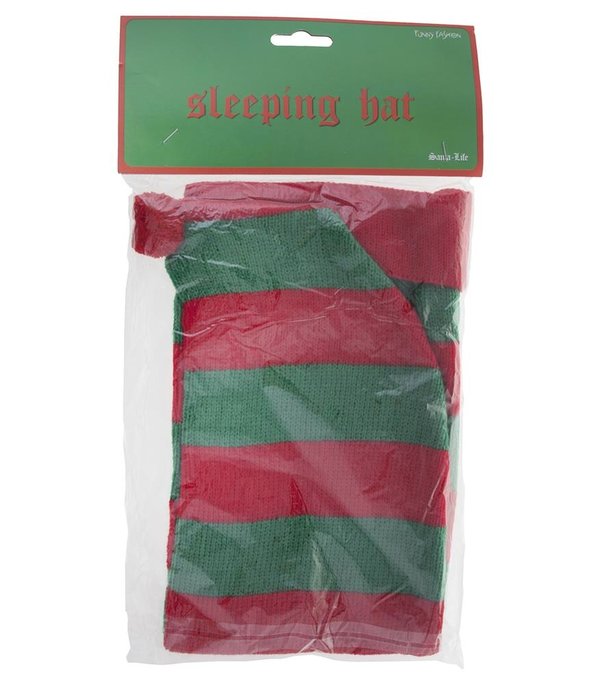 Slaapmuts rood/groen gestreept