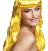 Pruik lang haar chique geel