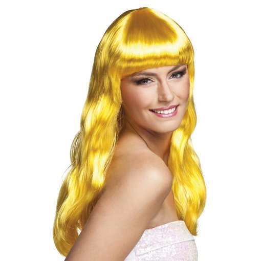 Pruik lang haar chique geel