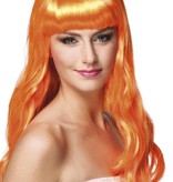 Pruik lang haar oranje