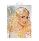 Pruik Leilani blond met bloem