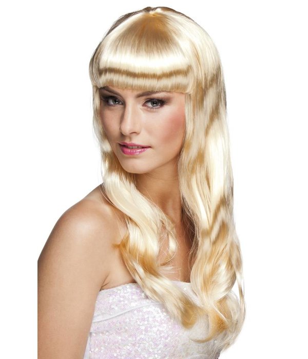 Party pruik lang haar chique blond
