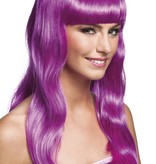 Pruik Lang Haar Pony Paars Chique