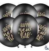 Pastel Zwarte Ballonnen Happy New Year (50st)