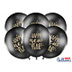 Pastel Zwarte Ballonnen Happy New Year (50st)
