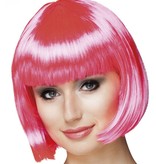 Pruik bobline cabaret roze
