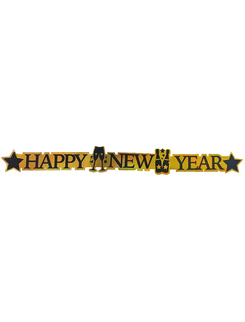 Happy New Year Banner Goud 113cm afbeelding