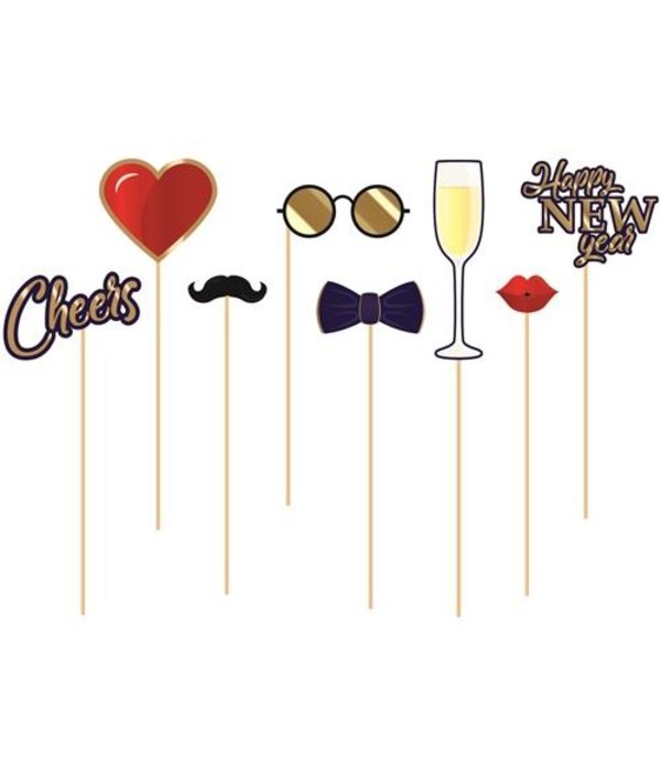 Photo Booth Set 'Happy New Year' Hotstamp (8st)