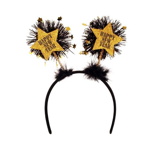 Diadeem Happy New Year zwart/goud